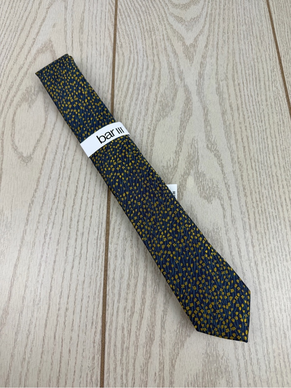 598 Bar III Men's Tie Bennet Floral 710 Gold Blue $55 Polyester Skinny Slim